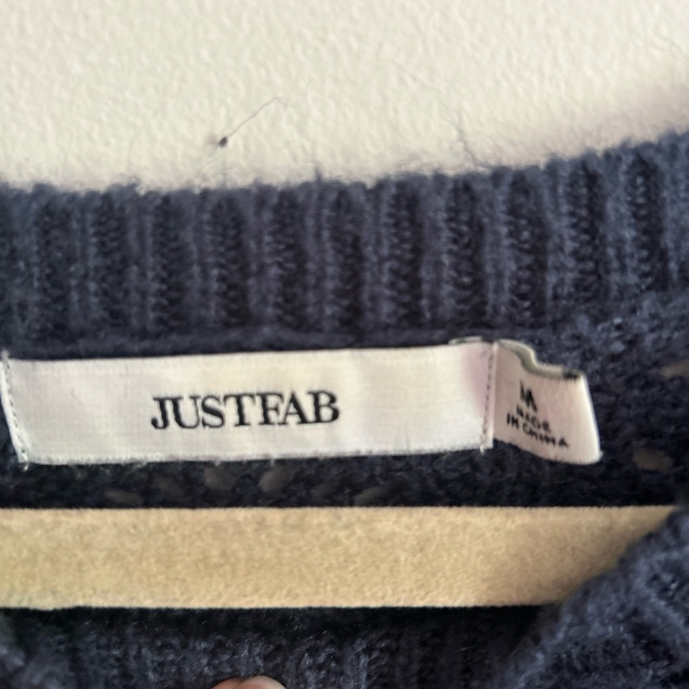 JustFab Blue Ruffle Sweater with Ribbed Knit - Picture 3 of 3